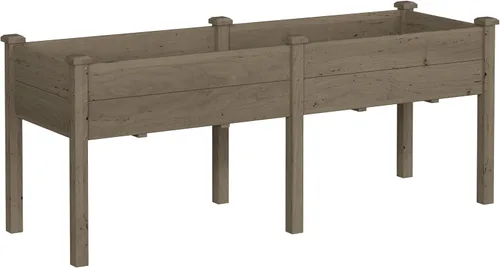 Vista 6 de MUPATER Cama de jardín elevada de 6 x 1.8 pies, maceta elevada de cedro con 8 agujeros de drenaje, espacio para macetas de 6.8 pies cúbicos, camas