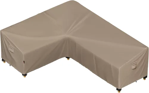 Vista 12 de iBirdie Funda para Muebles de Patio Exterior que se Ajusta a Sofás Seccionales en Forma de L de 100" x 130", 99" x 128", 98" x 126", Impermeable