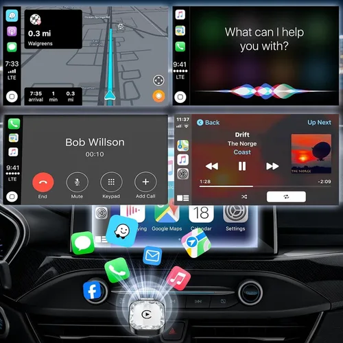 Vista 4 de Adaptador inalámbrico CarPlay Android Auto 2026, dongle inalámbrico CarPaly 2 en 1, conexión automática rápida, refrigeración ventilada, Plug and