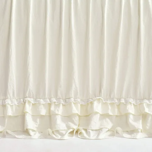 Vista 3 de Lush Decor Ella Ruffle Colcha de Encaje con Volantes, Juego de 3 Piezas, King, Marfil - Bonito Juego de Cama - Ropa de Cama King - Ropa de Cama