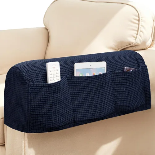 Vista 30 de SUBRTEX Juego de 2 fundas elásticas para brazos de sofá, fundas a cuadros para brazos de sofá, fundas antideslizantes para reposabrazos