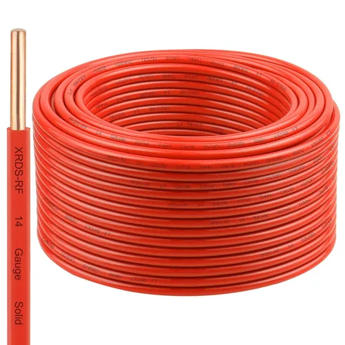 Vista 30 de Cable THHN 25 pies, Conductor Único de Cobre Desnudo, Cable Eléctrico Rojo 10AWG, Cable de Construcción Sólida de 600V con Funda de Nylon