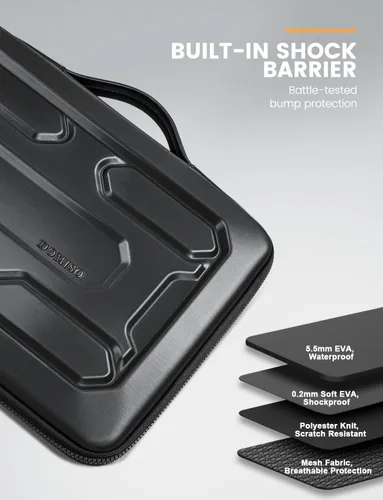 Vista 3 de DOMISO Funda para laptop de 13.3 pulgadas con asa, bolsa para computadora a prueba de golpes, funda protectora impermeable EVA para portátiles