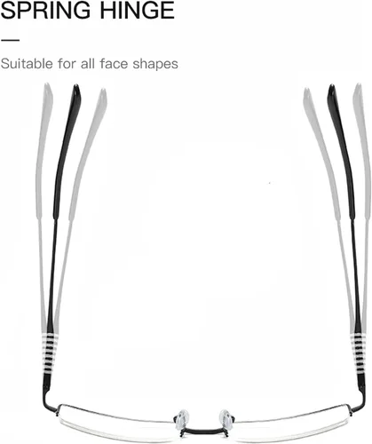 Vista 4 de Half Rimless Metal Eyewear Frames Blue Light Blocking Transparent Lens Business Glasses