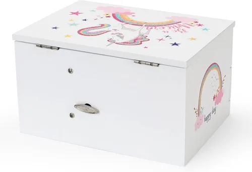 Vista 7 de Aliz - Joyero musical de unicornio para niñas, caja de madera con diseño de unicornio brillante, decoración encantadora de habitación y recuerdos