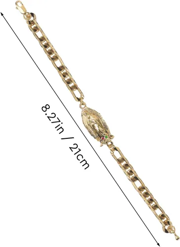 Vista 2 de Pulsera de oro de cadena virgen maría para mujeres y niñas, pulseras La Virgen De Guadalupe, pulseras de abalorios de Nuestra Señora de Guadalupe