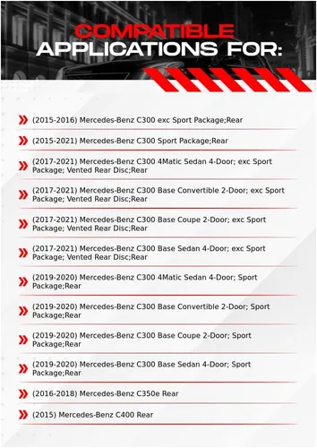 Vista 2 de R1 Concepts Kit de freno trasero para Mercedes-Benz C300 2015-2021, Mercedes-Benz C350e 2016-2018, Mercedes-Benz C400e 2015 Rotores de freno