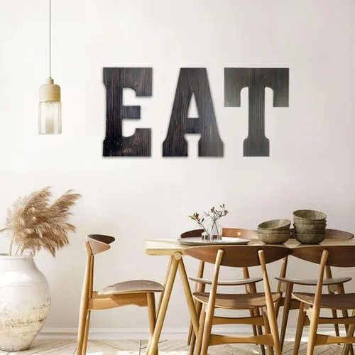 Vista 4 de Arte de pared con letras grandes para sala de estar, baño, dormitorio y decoración del hogar, letras rústicas de casa de campo para apellidos