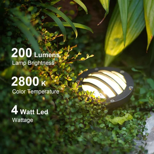 Vista 2 de GOODSMANN Luces de paisaje 1PK luces de pozo de bajo voltaje 4 vatios 200 lúmenes LED iluminación de paisaje 2800K metal blanco cálido luz en tierra