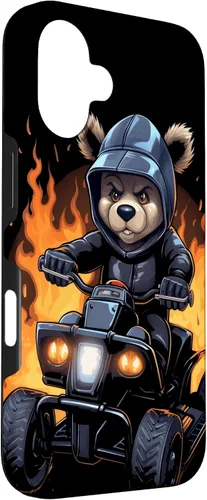 Vista 3 de Funda para iPhone 16 Bear Riding ATV Quad Bike Off Road