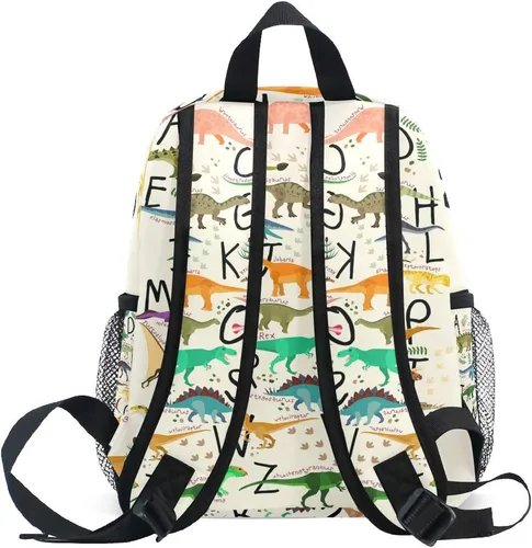 Vista 6 de Bonita mochila de dinosaurio del alfabeto para niños y niñas mochila infantil de dinosaurio para niños preescolares bolsa de libros para guardería