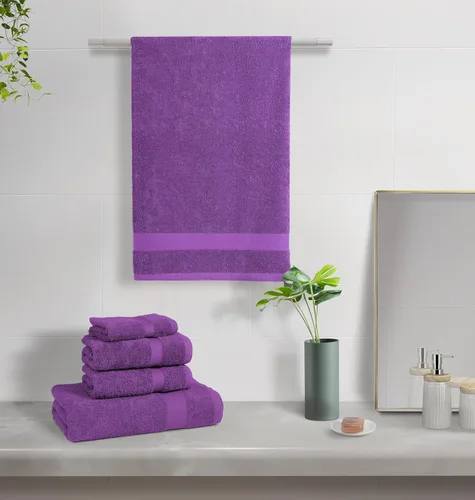 Vista 6 de Juego de toallas de 8 piezas, ultra suave, 100% algodón puro, 2 toallas de baño grandes de 28 x 56 pulgadas, 2 toallas de mano para baño de 16 x 26