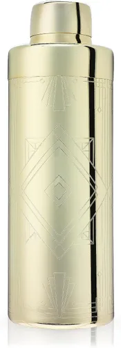 Vista 8 de Viski Art Deco - Coctelera de acero inoxidable grabada de 24 onzas con colador y acabado dorado