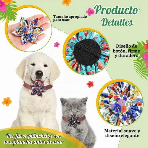Vista 5 de Sanwuta 36 piezas de collar de perro de flores accesorios para mascotas, collar ajustable para perro, accesorio de otoño de flores para gatos