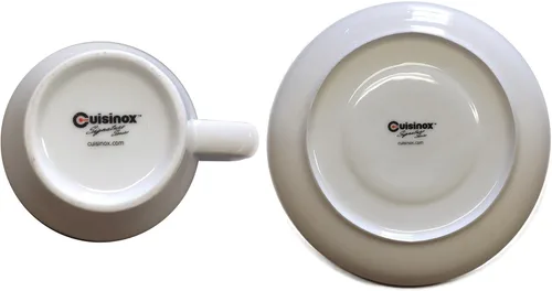 Vista 4 de CUISINOX Juego de tazas y platillos de porcelana blanca, 2 onzas, juego de 6