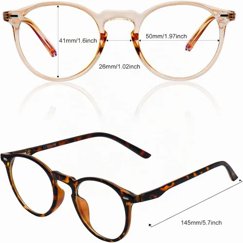 Vista 5 de Blue Light Glasses for Woman, Blue Light Blocking Lightweight Round Eyeglasses for Computer TV Gaming Phone Screen,Eye Strain