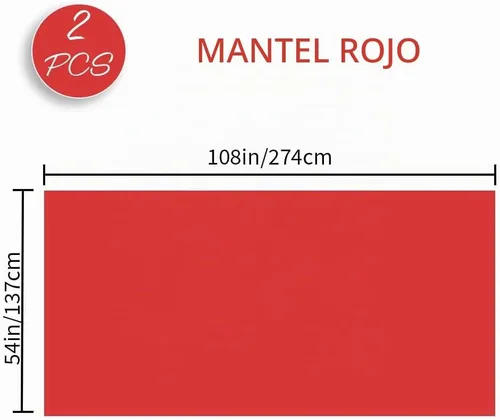 Vista 3 de Slergut Mantel de plástico rojo, paquete de 2 manteles rectangulares desechables rojos, para el día de la madre, boda, aniversario, fiesta de Blanco
