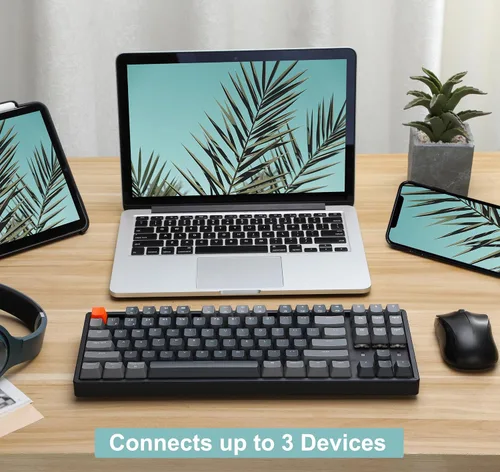 Vista 3 de Keychron K8 Teclado mecánico inalámbrico BluetoothUSB con cable, intercambiable en caliente, 87 teclas, retroiluminación LED RGB, interruptor marrón