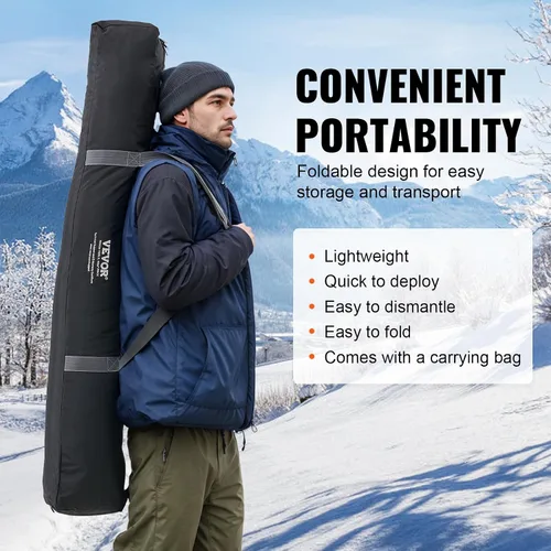 Vista 7 de VEVOR Portable Pop-Up Tent, 1-8 Person Insulated Shelter, Large Fishing Area, Hub-Style Shanty for Winter Fishing, Waterproof Oxford Ice Cube with