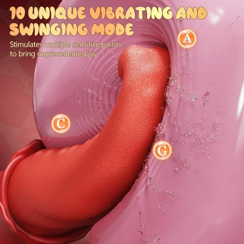 Vista 3 de Vibrador de juguetes sexuales para adultos para mujeres, vibrador de punto G, consolador de rosa, juguetes sexuales con 10 lamidas y 10 modos