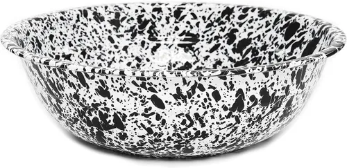 Vista 5 de Enamelware Cuenca pequeña, 4 cuartos de galón, Negro/Blanco Splatter (individual)
