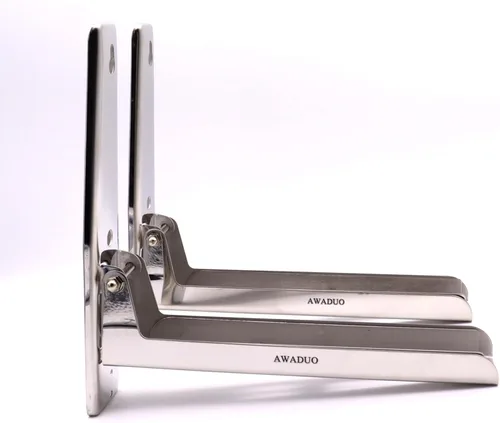 Vista 2 de Estante para horno de microondas de acero inoxidable, soporte de montaje en pared plegable retráctil con dos ganchos