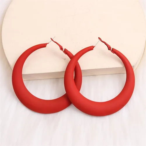 Vista 5 de Aretes de aro coloridos para mujer, aretes colgantes de neón de los años 80 y 90, aretes retro mate grandes, aretes gruesos exagerados, joyería Y2K