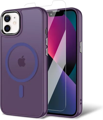 Vista 154 de Funda para iPhone 11 con protector de pantalla, compatible con MagSafe, ultra delgada, translúcida, mate, a prueba de golpes, color negro
