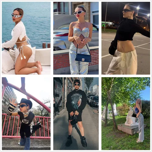 Vista 4 de LASPOR Gafas de sol deportivas envolventes para mujeres y hombres, lentes deportivos Y2K