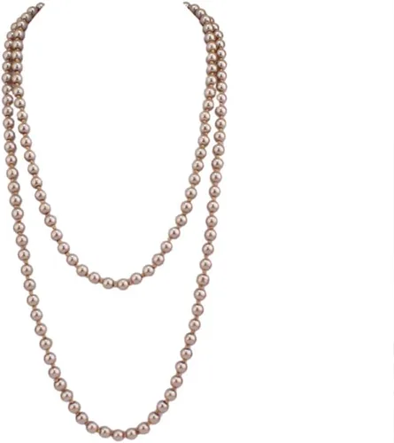 Vista 15 de modernas perlas de imitación de vidrio de lujo para mujer, collar de perlas largo hecho a mano para fiestas de 55" Negro