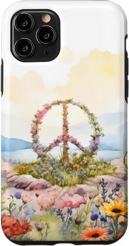 Vista 29 de Floral Peace Sign Watercolor Case for iPhone 17