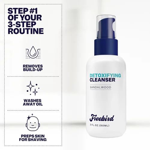 Vista 5 de Freebird Limpiador diario de cuerpo y cara para hombres, limpiador desintoxicante de piel con vitamina E y ácido salicílico, lavado exfoliante