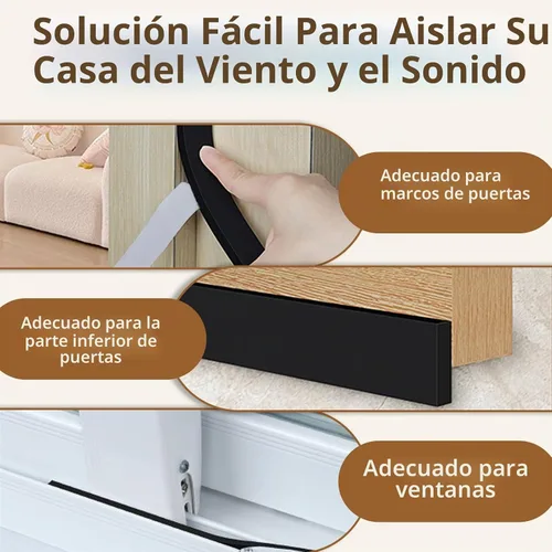 Vista 4 de Cinta de sellado de espuma EVA, 1 pulgada de ancho x 1/4 pulgada de grosor, cinta adhesiva para puertas y ventanas, bloqueador de corrientes de Negro