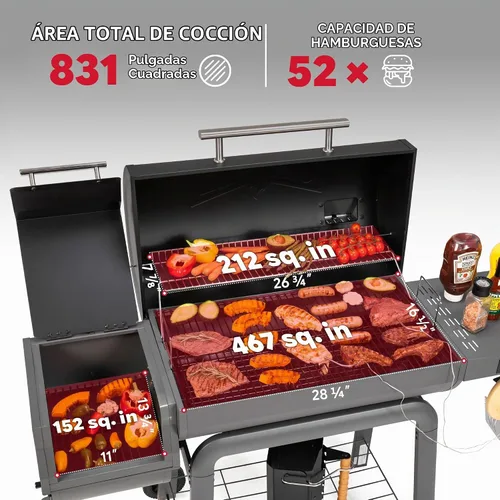 Vista 3 de Feasto Parrilla de carbón resistente de 30 pulgadas, control digital