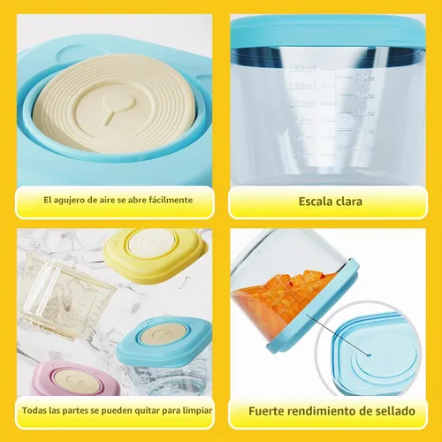 Vista 6 de Recipientes de comida para bebés, tarros de almacenamiento de alimentos y aperitivos de 5 onzas con tapas de sellado, seguros y duraderos, aptos