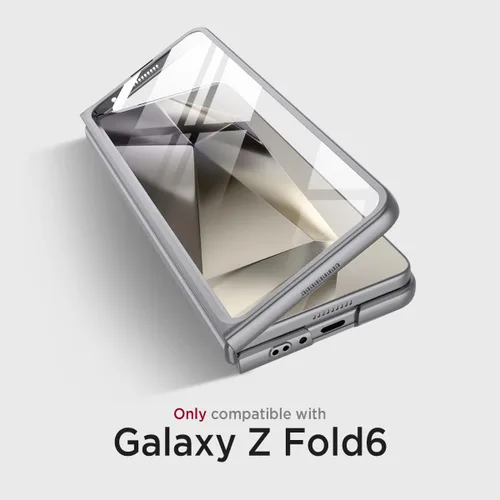 Vista 3 de Miimall Funda ultradelgada para Galaxy Z Fold 6, funda de cuerpo completo con protector de pantalla integrado, apto para bolsillo, a prueba de Gris