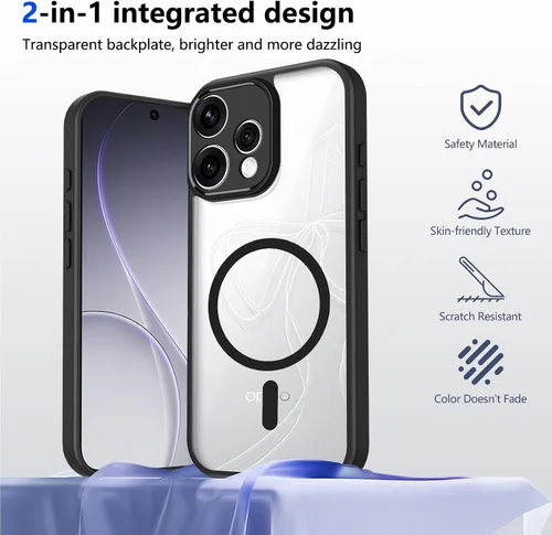 Vista 538 de Funda magnética transparente compatible con Xiaomi 17T, color negro 2 en 1 PC + TPU cubierta de teléfono a prueba de golpes, carcasa protectora
