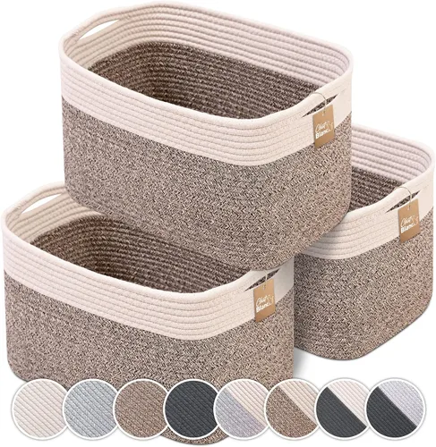 Vista 16 de CHAT BLANC Cestas de cuerda de algodón para organizar Cestas de almacenamiento para estantes Cesta de cuerda para almacenamiento, cestas