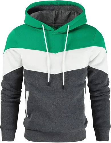 Vista 15 de Gesean - Sudadera con capucha para hombre, diseño de bloques de color, estilo suéter, manga larga, casual, con bolsillo