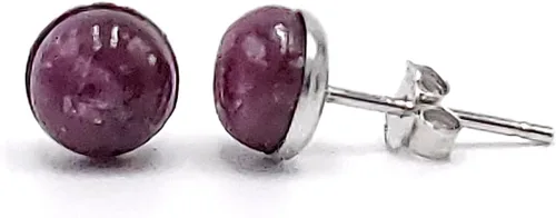 Vista 18 de Pendientes naturales de 0.236 in con chapado en oro blanco sobre plata de ley, bisel cabujón de piedras preciosas regalo de joyería para ella