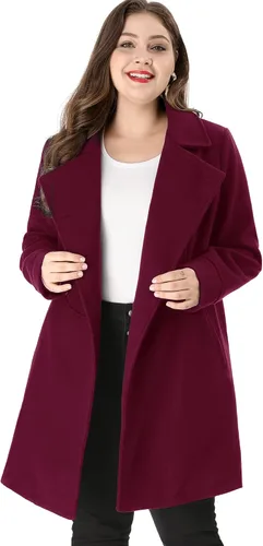 Vista 3 de Agnes Orinda Abrigo de talla grande para mujer, con cuello Peter Pan, doble botonadura para otoño e invierno Peacoat