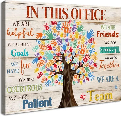 Vista 13 de Arte de pared inspirador rosa para oficina, mujeres, frases motivacionales, póster rústico de árbol de corazón, cuadros enmarcados, decoración