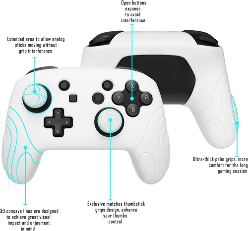 Vista 6 de PlayVital Samurai Edition - Funda protectora ergonómica de silicona para controlador Nintendo Switch Pro, protector de agarre suave antideslizante