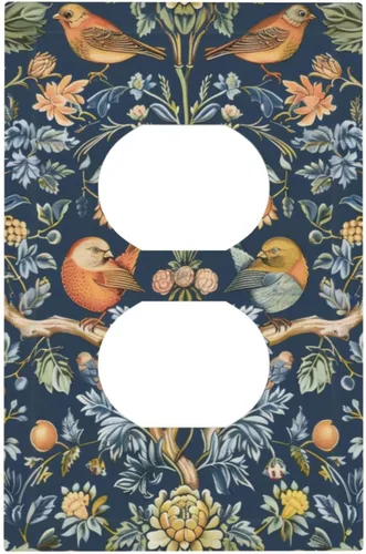Vista 92 de Cubiertas de Enchufe Dúplex de 1 Gang con Hojas Florales de Eucalipto Azul en Acuarela, Placa Frontal Decorativa para Interruptor de Luz, Placa
