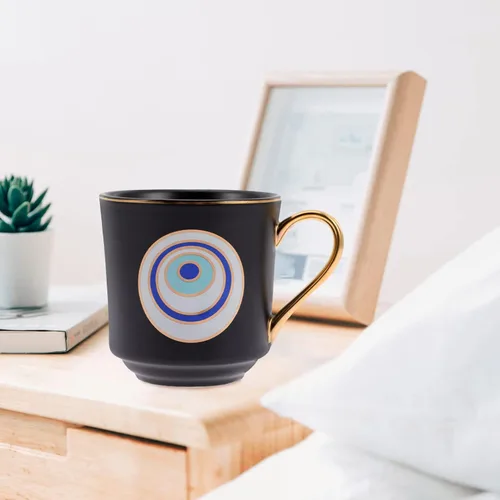 Vista 3 de Tofficu Taza de café con diseño de ojo turco, taza de cerámica con asa para el hogar, oficina, cafetería, restaurante, viajes, tienda, café expreso