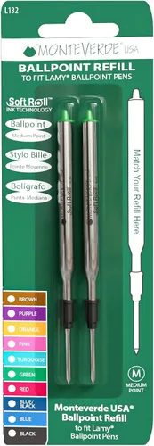 Vista 8 de Monteverde USA Soft - Recambios de bolígrafo para adaptarse a bolígrafos Lamy, tinta negra, punta media, escritura suave y confiable, paquete de 2