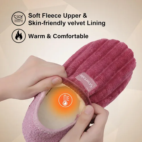 Vista 3 de Scurtain Pantuflas para hombre y mujer, unisex, para adultos, forro de terciopelo, ligeras, para interiores, viajes, suela antideslizante, cálidas