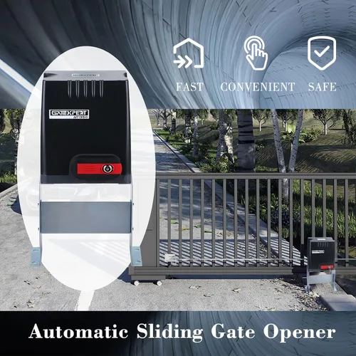 Vista 3 de Abridor automático de puerta corredera con transmisores de control remoto y sensor de fotocélula infrarroja – Kit de operador de puerta de seguridad