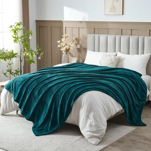 Vista 13 de NEWCOSPLAY Manta de Tiro Súper Suave Aqua Franela Sedosa Premium Fleece con Patrón de Hojas Ligera Manta de Cama para Uso en Todas las Estaciones
