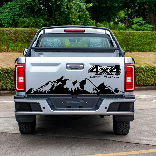 Vista 3 de Adhesivo adhesivo para puerta trasera de camión, 4 x 4, diseño gráfico de montañas para camioneta, accesorios de decoración exterior todoterreno, 59